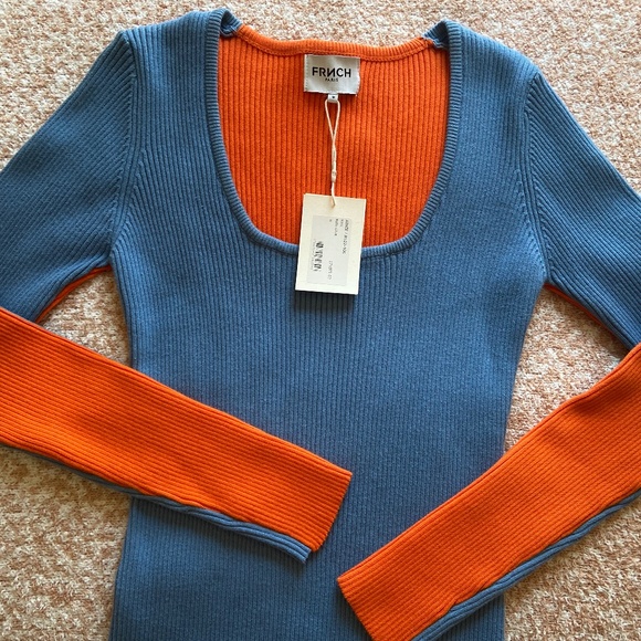💙🧡 NWT Frnch Paris Aimee Colorblock Bodycon Dress - Picture 5 of 7